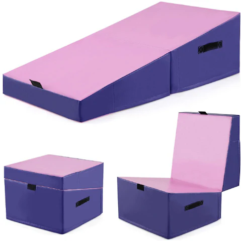 Costway 2 Fold Gymnastics Floor Exercise Yoga Mat - Pink