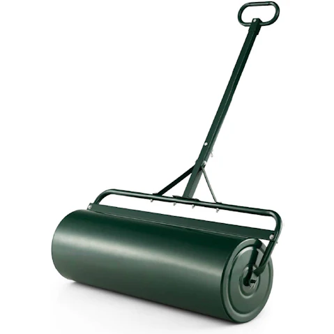 Costway 63L Water/Sand-Filled Metal Lawn Roller with Detachable Gripping Handle - Green