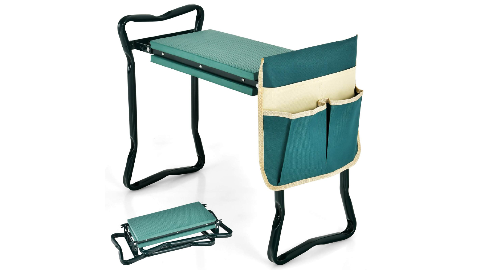 Costway Foldable Garden Kneeler Portable Yard Gardener Seat Stool Kneeling Pad with Bonus Tool Pouch Work Bench