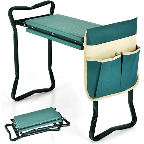 Costway Foldable Garden Kneeler Portable Yard Gardener Seat Stool Kneeling Pad with Bonus Tool Pouch Work Bench