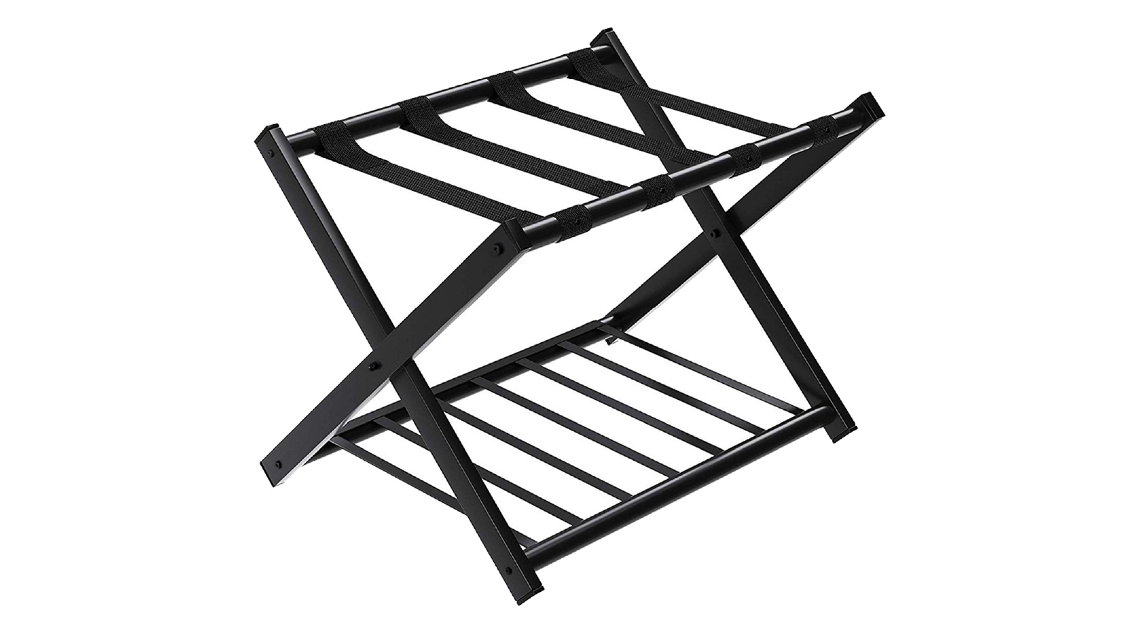 Costway 2 Tier Folding Luggage Rack Iron Suitcase Stand with Shelf Bag ...