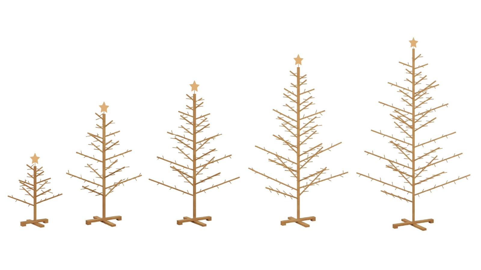 VidaXL Brown Solid Pine Wood Wooden Christmas Tree with Stand