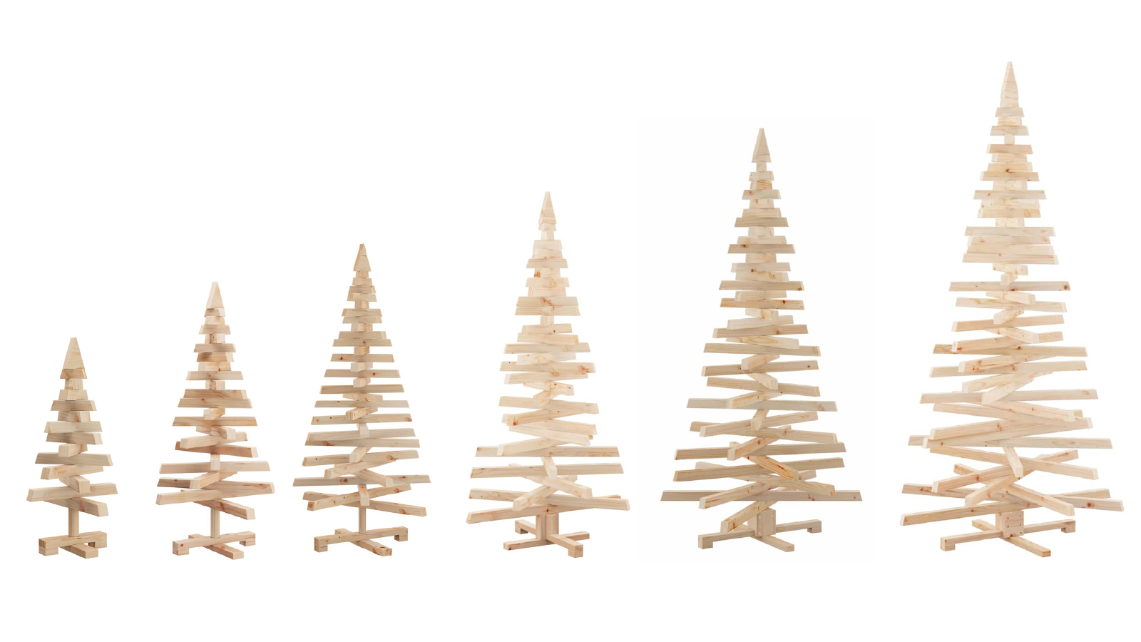 VidaXL Natural Solid Pine Wood Christmas Trees with Stand