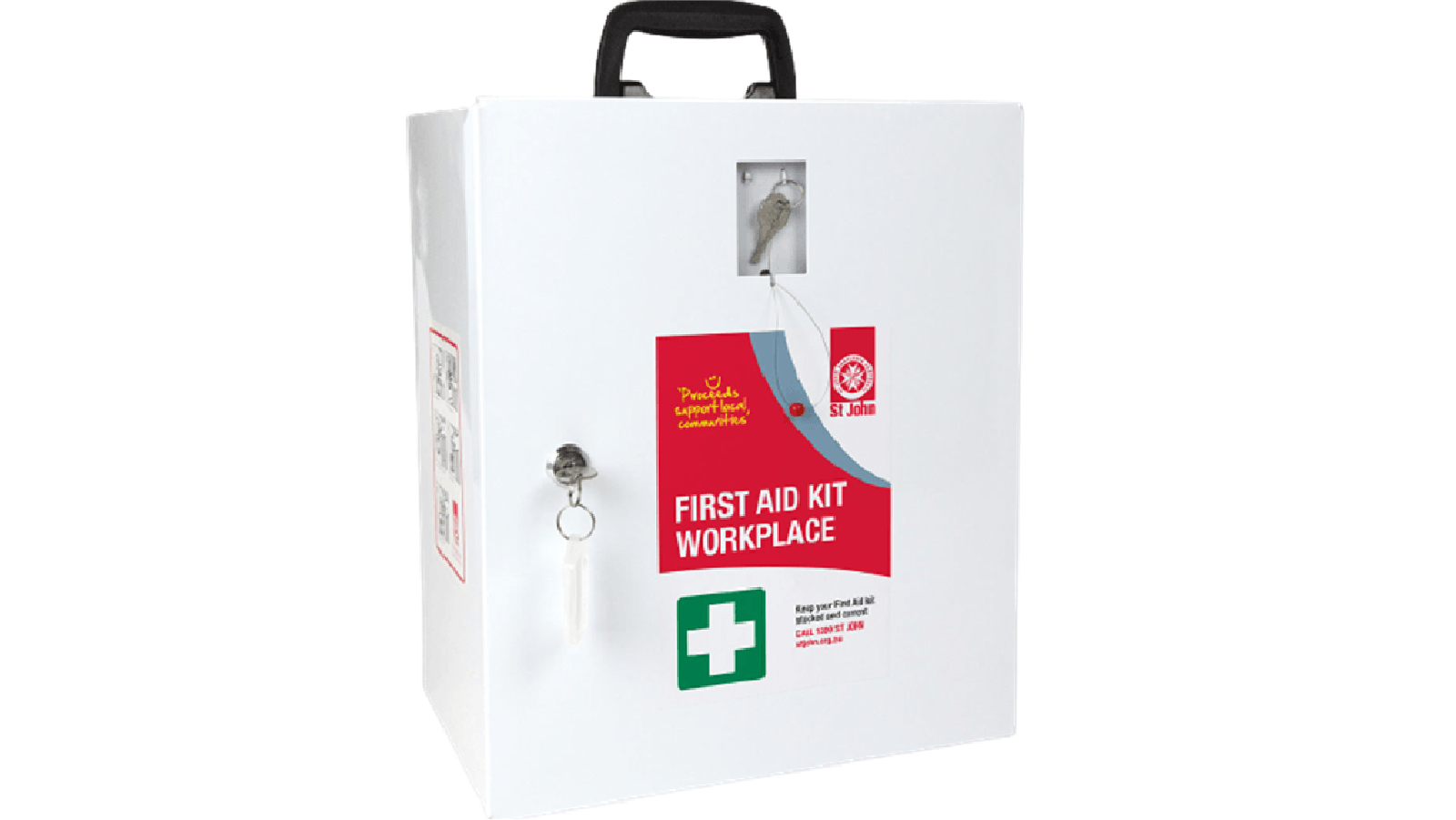 St John Ambulance First Aid Kit WorkPlace Wall Mount Metal Box Cabinet Office