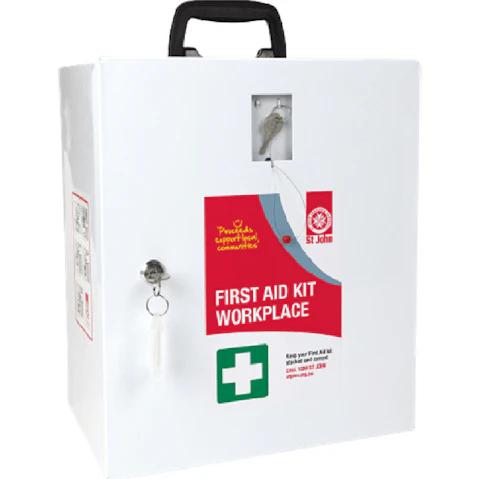 St John Ambulance First Aid Kit WorkPlace Wall Mount Metal Box Cabinet Office