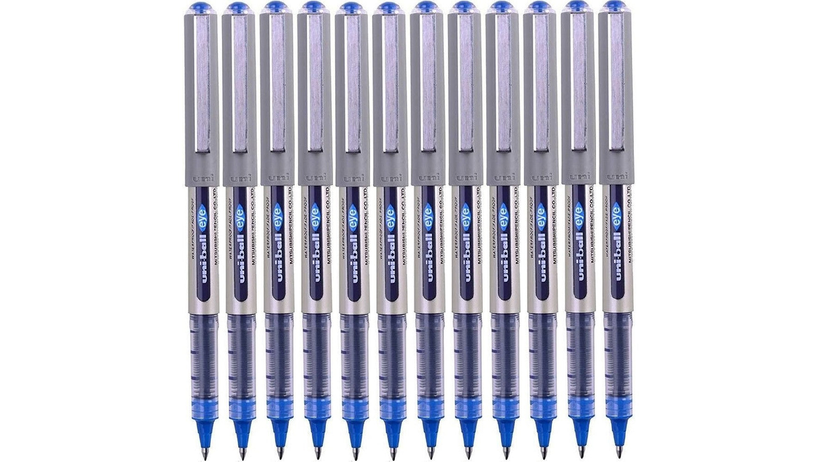 Uni-Ball Box of 12 UB-157 0.7mm Fine Eye Liquid Ink Pen Rollerball - Blue 
