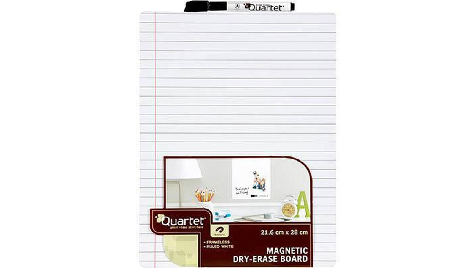 Quartet 21.6 x 28cm Magnetic Tile Ruled Whiteboard - White