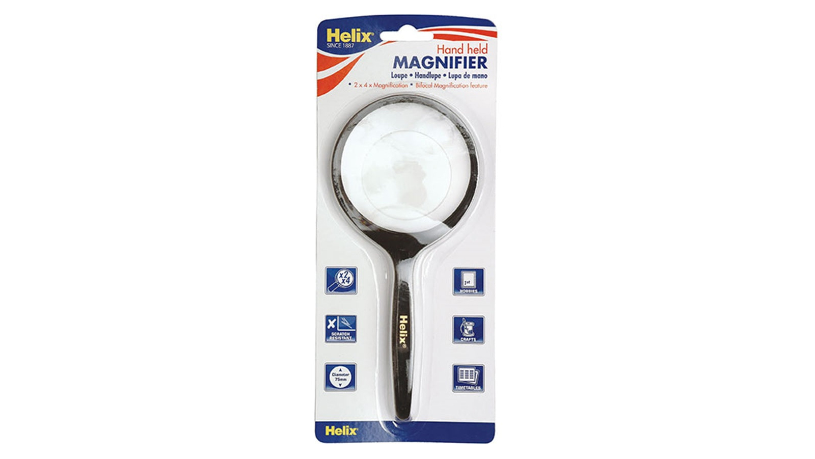 Helix 7.5cm Magnifying Glass Magnifier