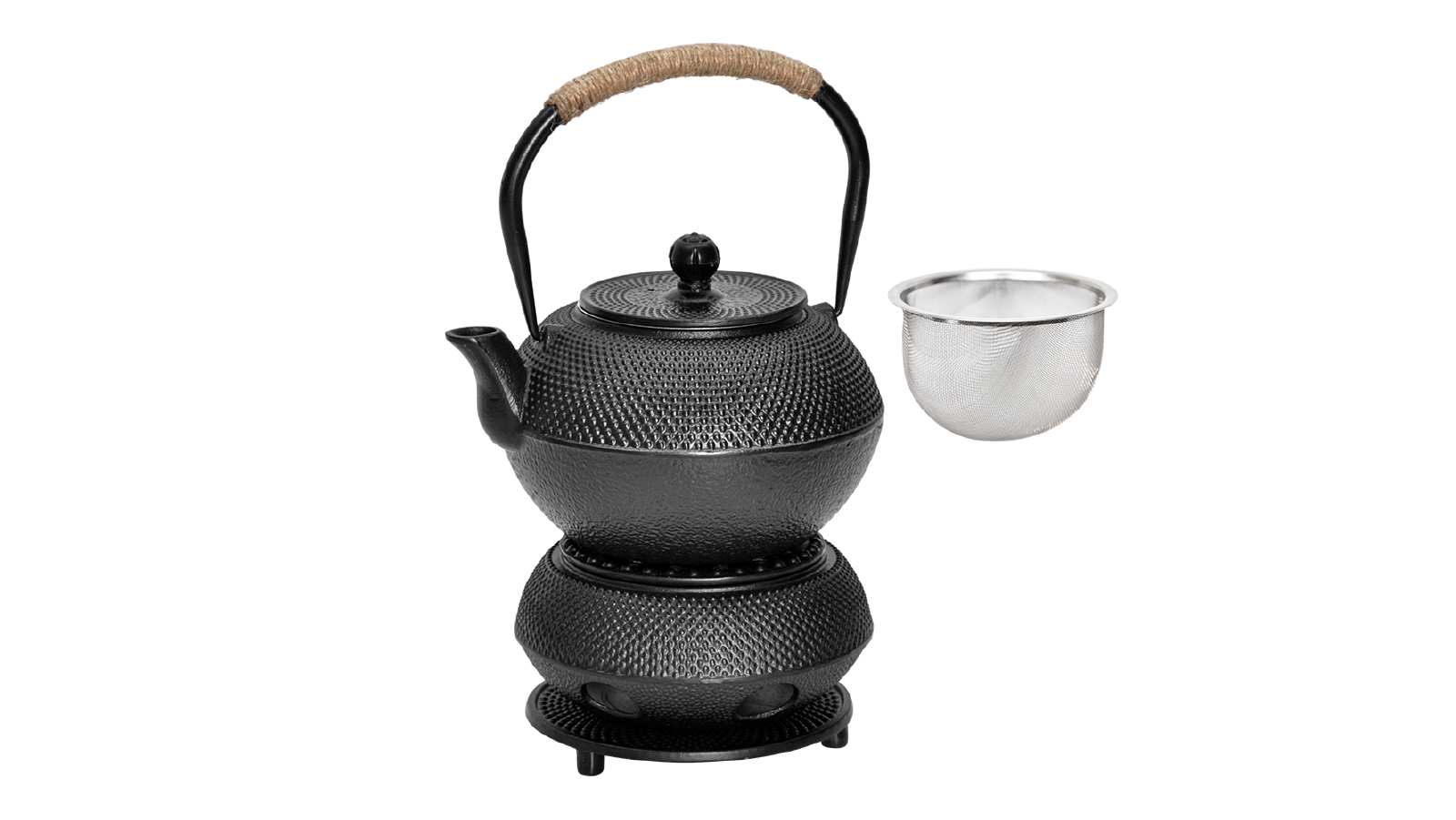 YS Cast Iron Teapot and Warmer Tea Kettle Set -  1.2L