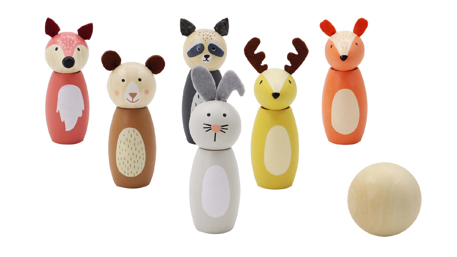 Kaper Kidz Skittles Wooden Animal Bowling Set