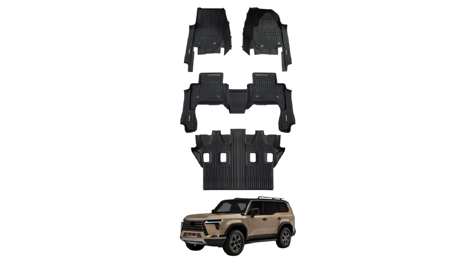 AUSGO 7D Injection Floor Mats for Lexus GX550 Luxury 2024 Onwards 3 Row Set