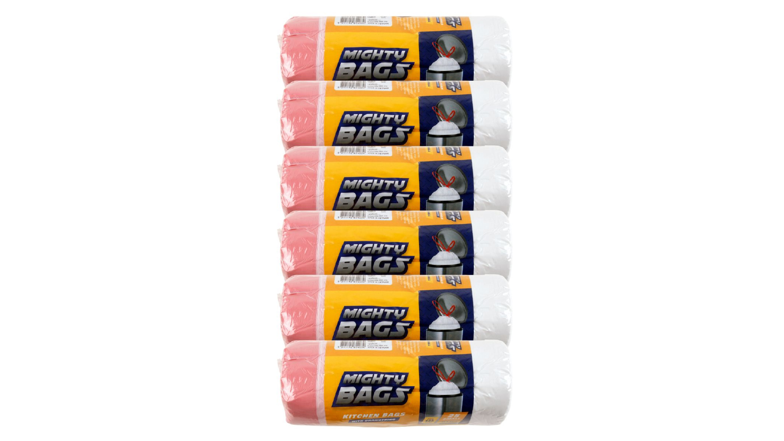 Mighty Bags 6 Pack of 44 x 55cm White HDPE Garbage Bags Scented - 12L