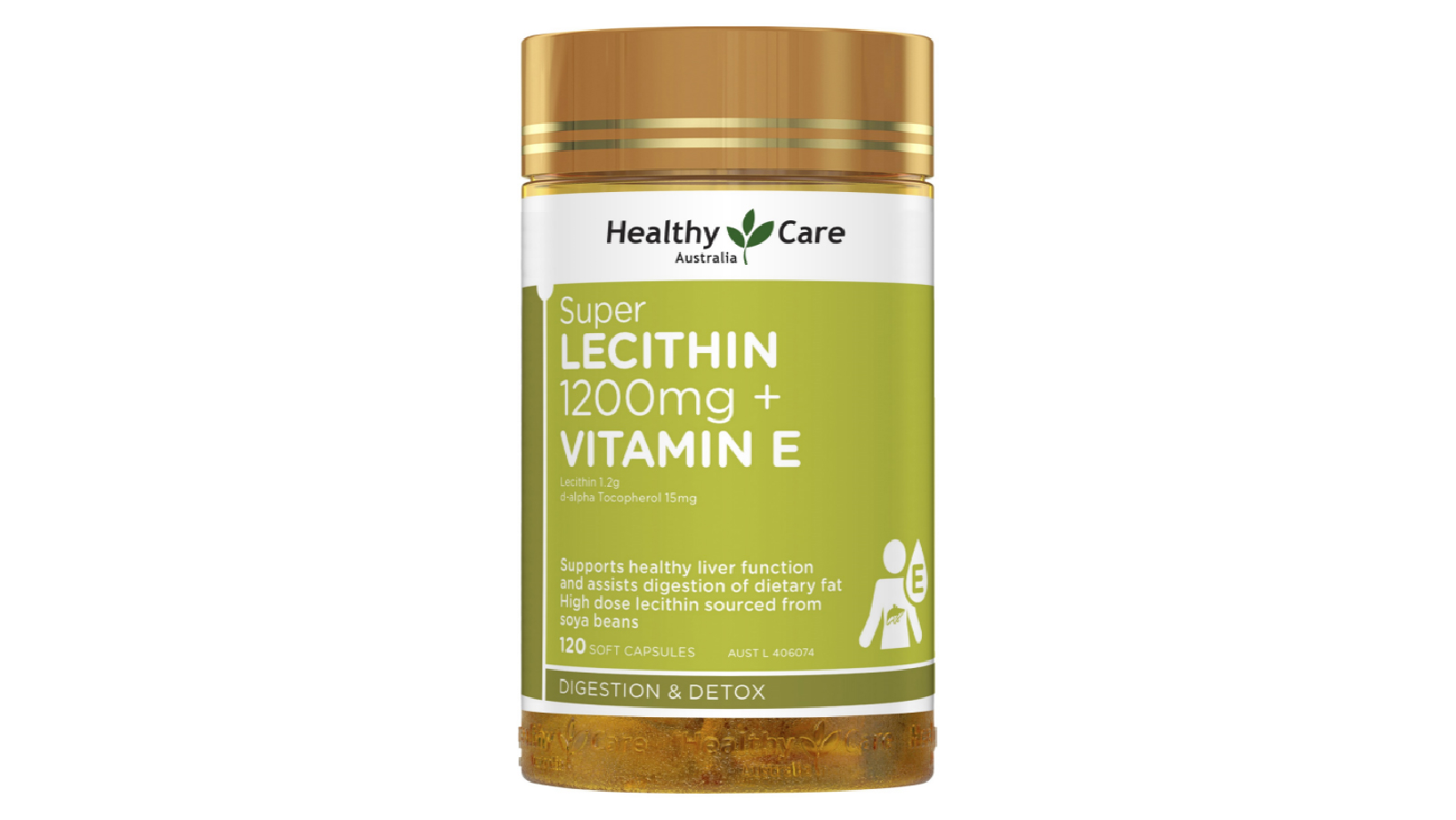 Healthy Care Soy Lecithin + Vitamin E Soft Capsules Imported from Australia ve Fish Oil Partner - 120 Capsule