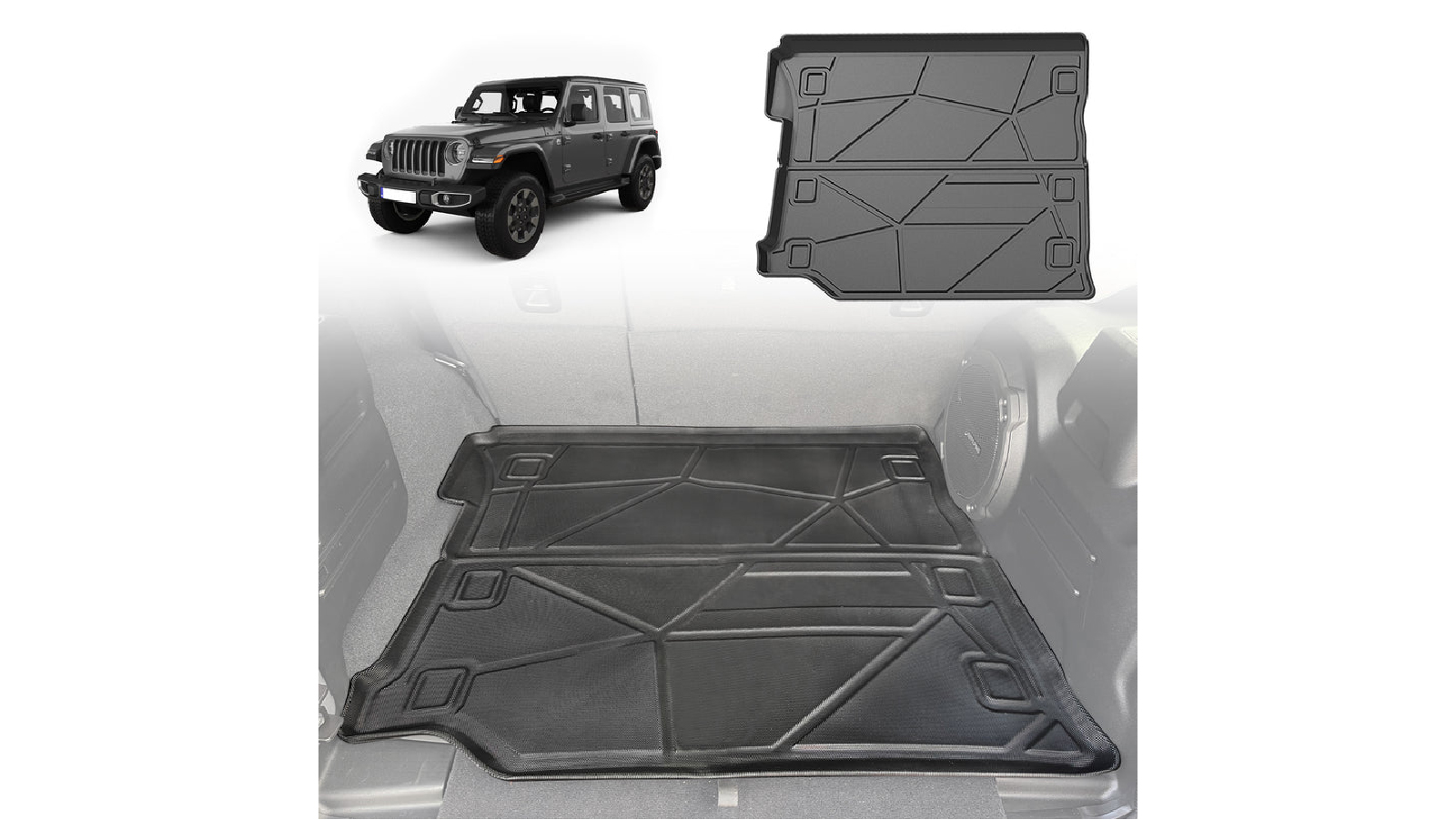 AUSGO Boot Liner Cargo Mat for Jeep Wrangler JL 4 Door 2018-Onwards With Factory Rear Subwoofer
