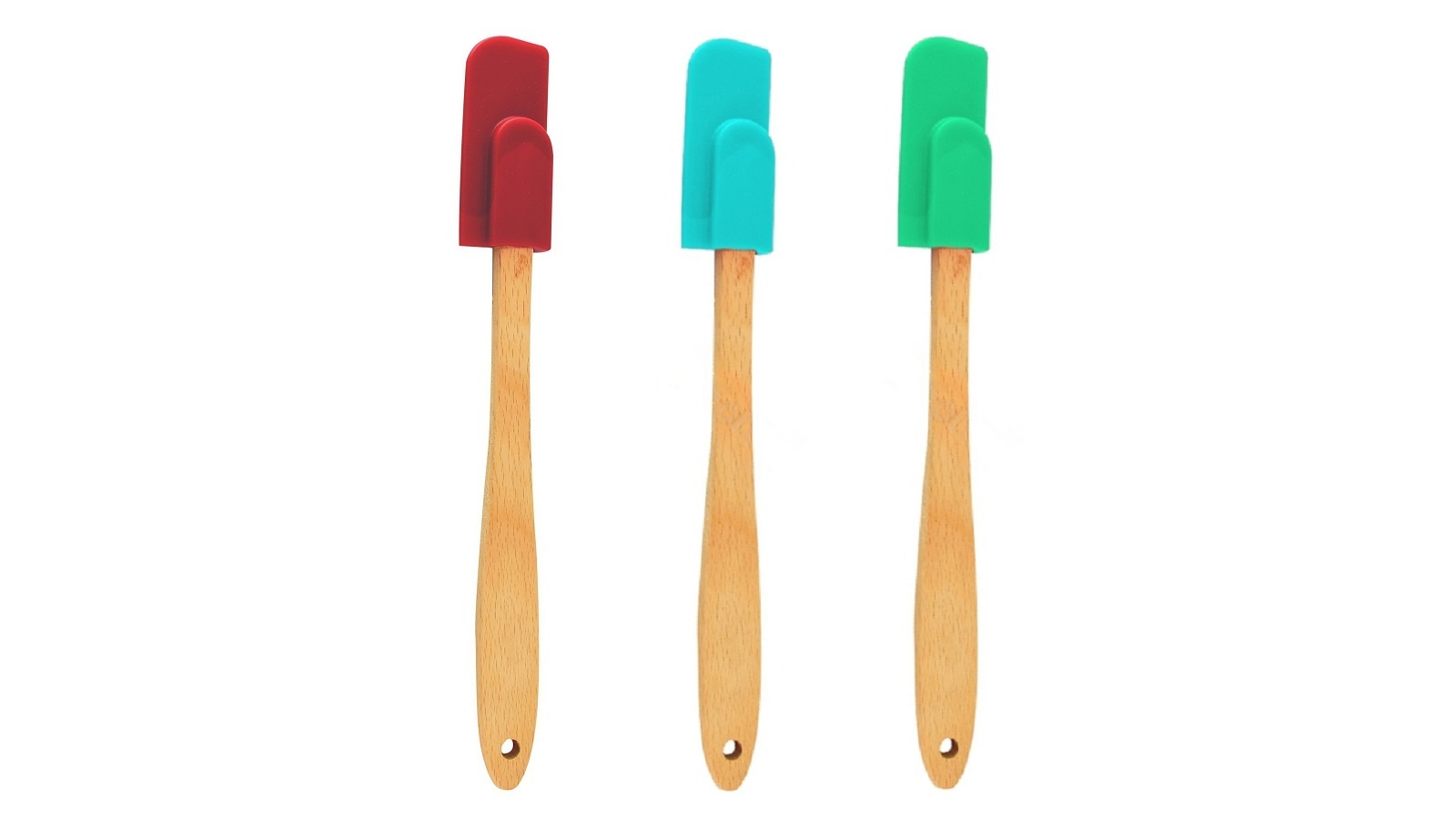 Appetito 3 Set of Silicone Mini Spatula Wood Handle