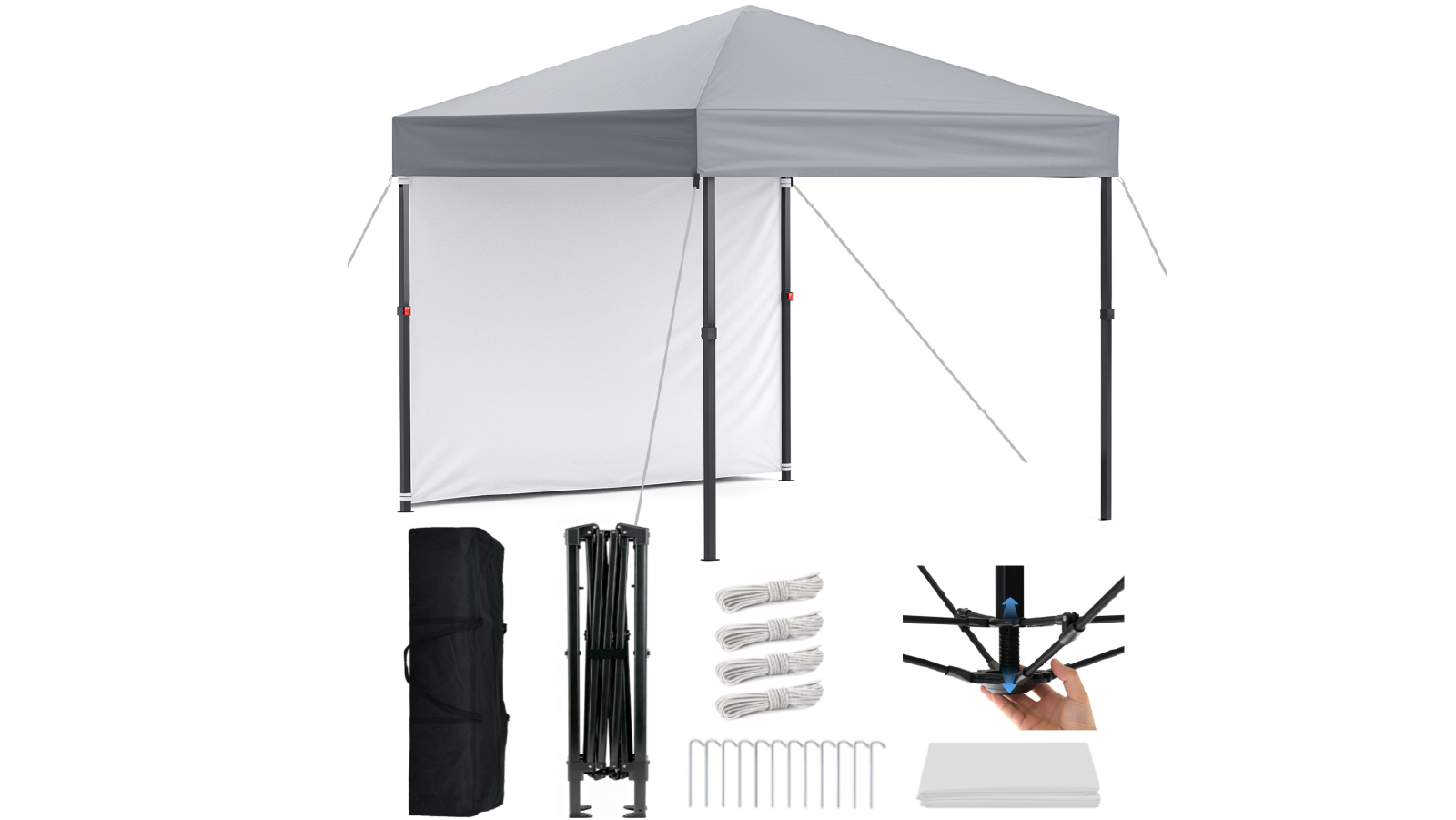 Advwin 2.4 x 2.4m Foldable Pop Up Canopy Tent with Sidewall, High Adjustable Easy Setup for Camping