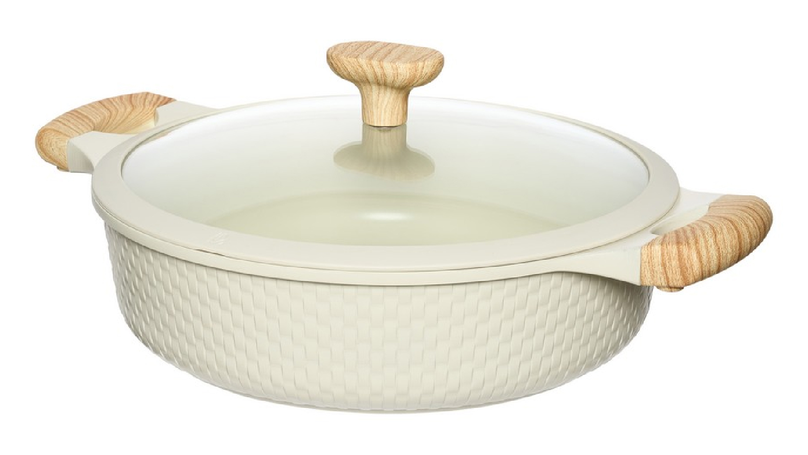 Resto 93806 Beige Shallow pot with Lid - 4.4l