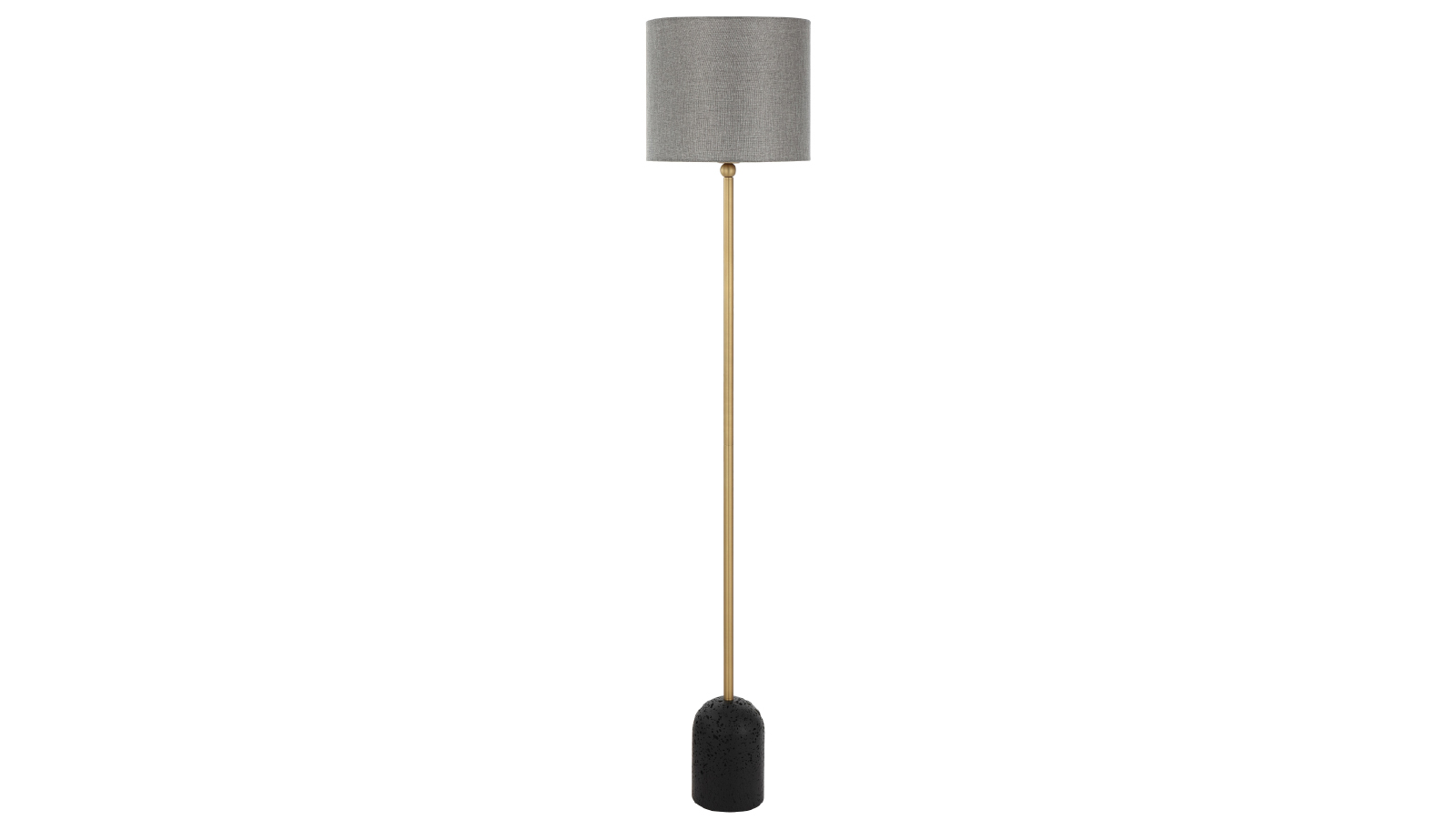 Pretty & Practical Huelva Black Travertine Floor Lamp with Dark Brass and Grey Shade Detailing
