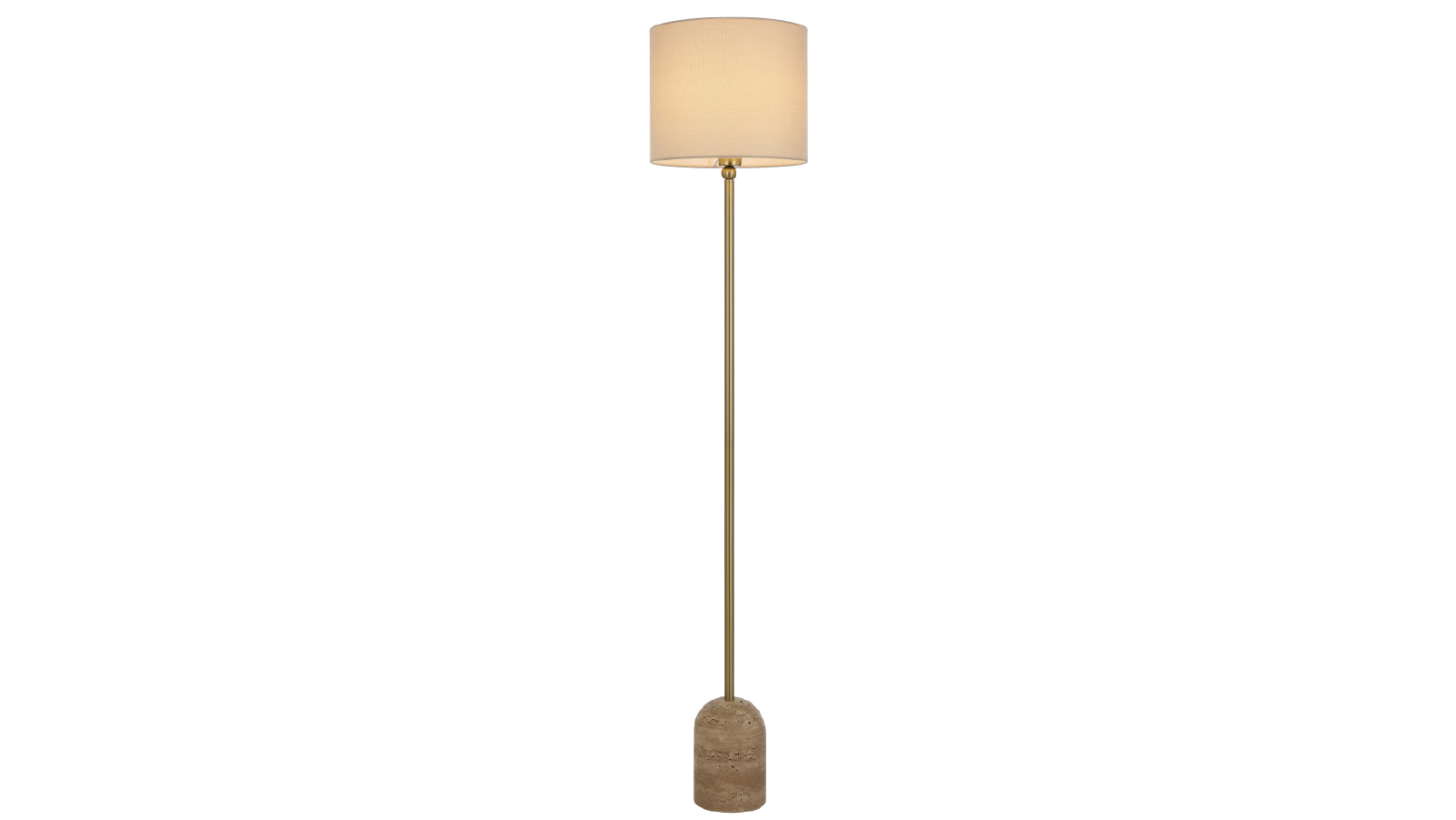 Pretty & Practical Segovia Beige Travertine and Gold Floor Lamp with Cream Shade for Warm Glow