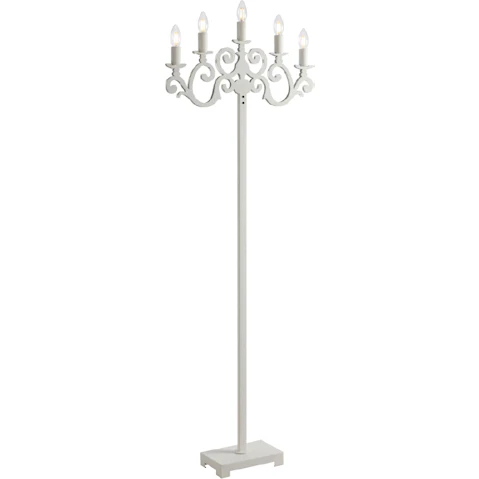 Pretty & Practical Serene White Matt Floor Lamp with Five Lights for Elegant and Bright Interiors