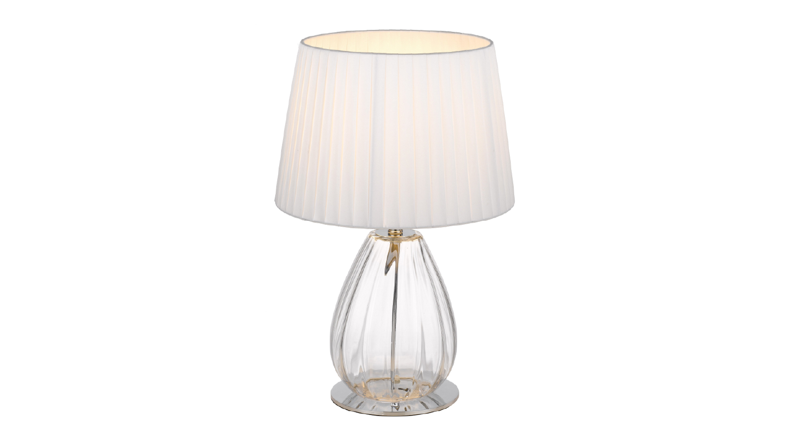 Pretty & Practical Piacenza Chrome, Clear, and Ivory Table Lamp for Bright and Elegant Accent Lighting