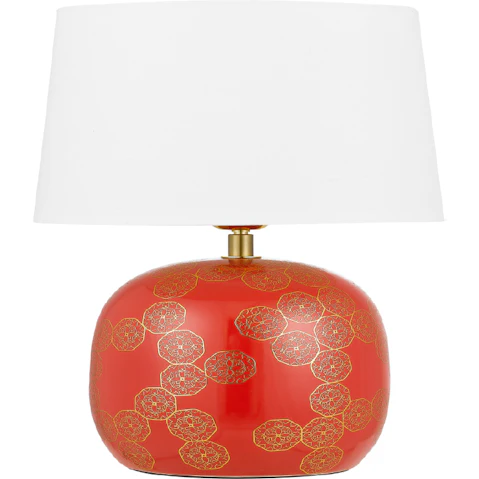 Pretty & Practical Paris Red and Ivory Ceramic Table Lamp for Bold and Warm Accent Lighting