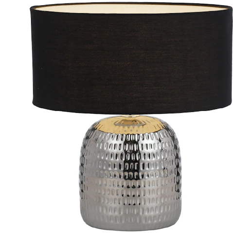 Pretty & Practical Altoton Silver and Black Ceramic Table Lamp for Stylish Contemporary Interiors