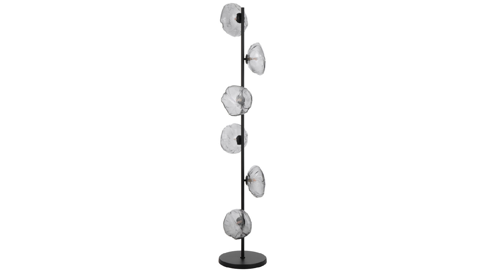 Pretty & Practical Reims Black Floor Lamp with Smoke Glass Shades for Moody Sophisticated Lighting