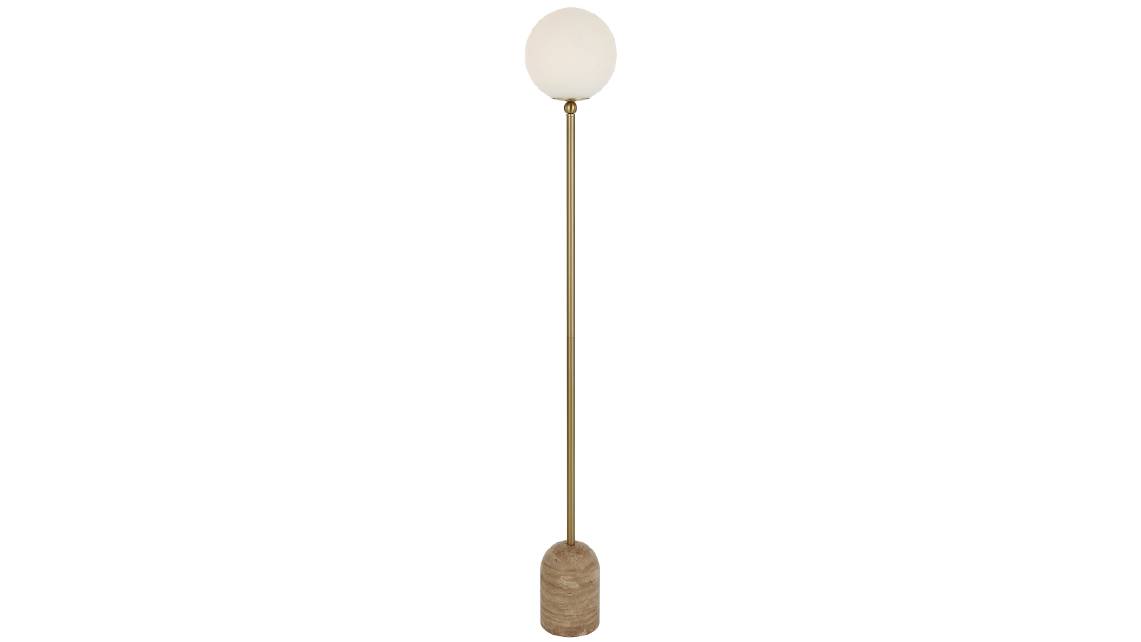 Pretty & Practical Bellamont Beige Travertine Floor Lamp with Antique Gold and Opal Shade