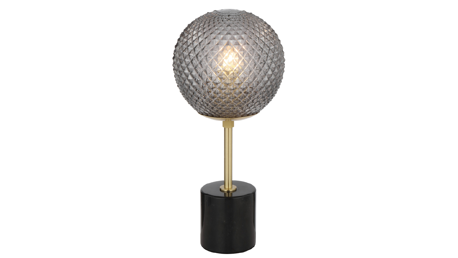 Pretty & Practical Regal Black Marble and Smoke Glass Table Lamp for Modern Sophisticated Decor
