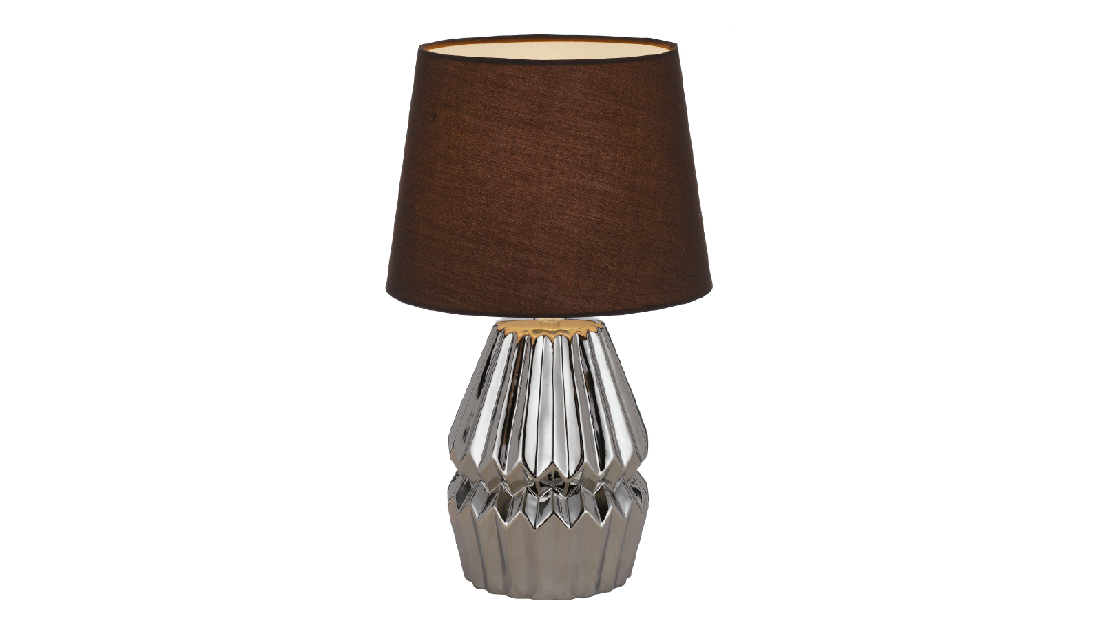 Pretty & Practical Solmont Chrome and Brown Ceramic Table Lamp for Modern Accent Lighting
