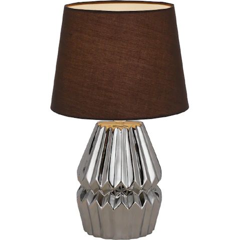 Pretty & Practical Solmont Chrome and Brown Ceramic Table Lamp for Modern Accent Lighting