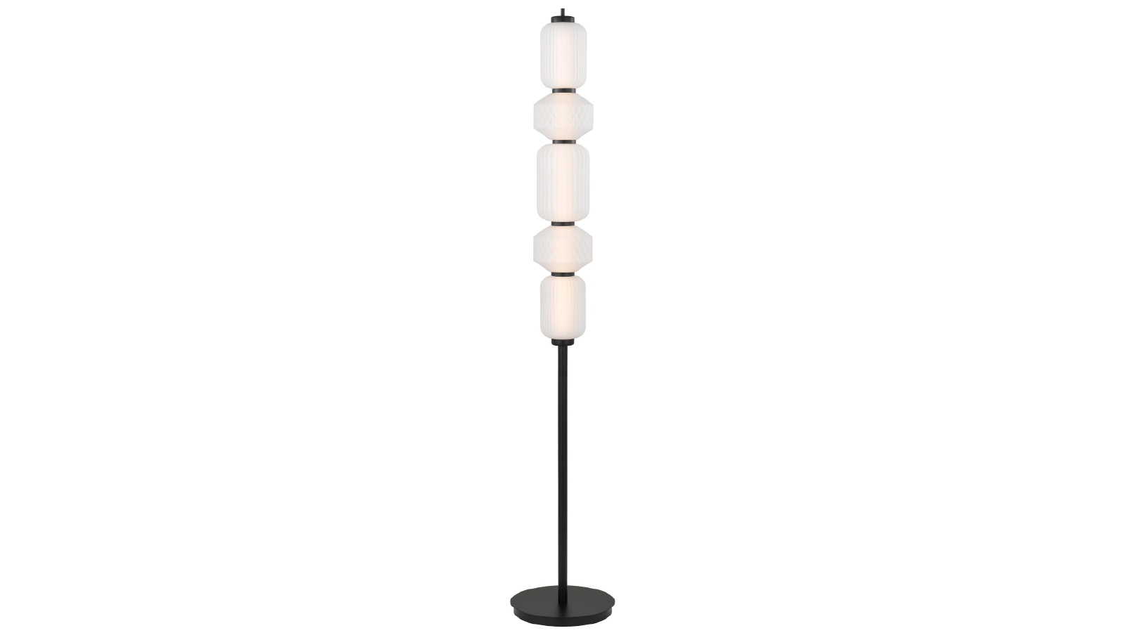 Pretty & Practical Amalfi Black and Frost Glass LED Floor Lamp, Dimmable 3000K Soft Lighting