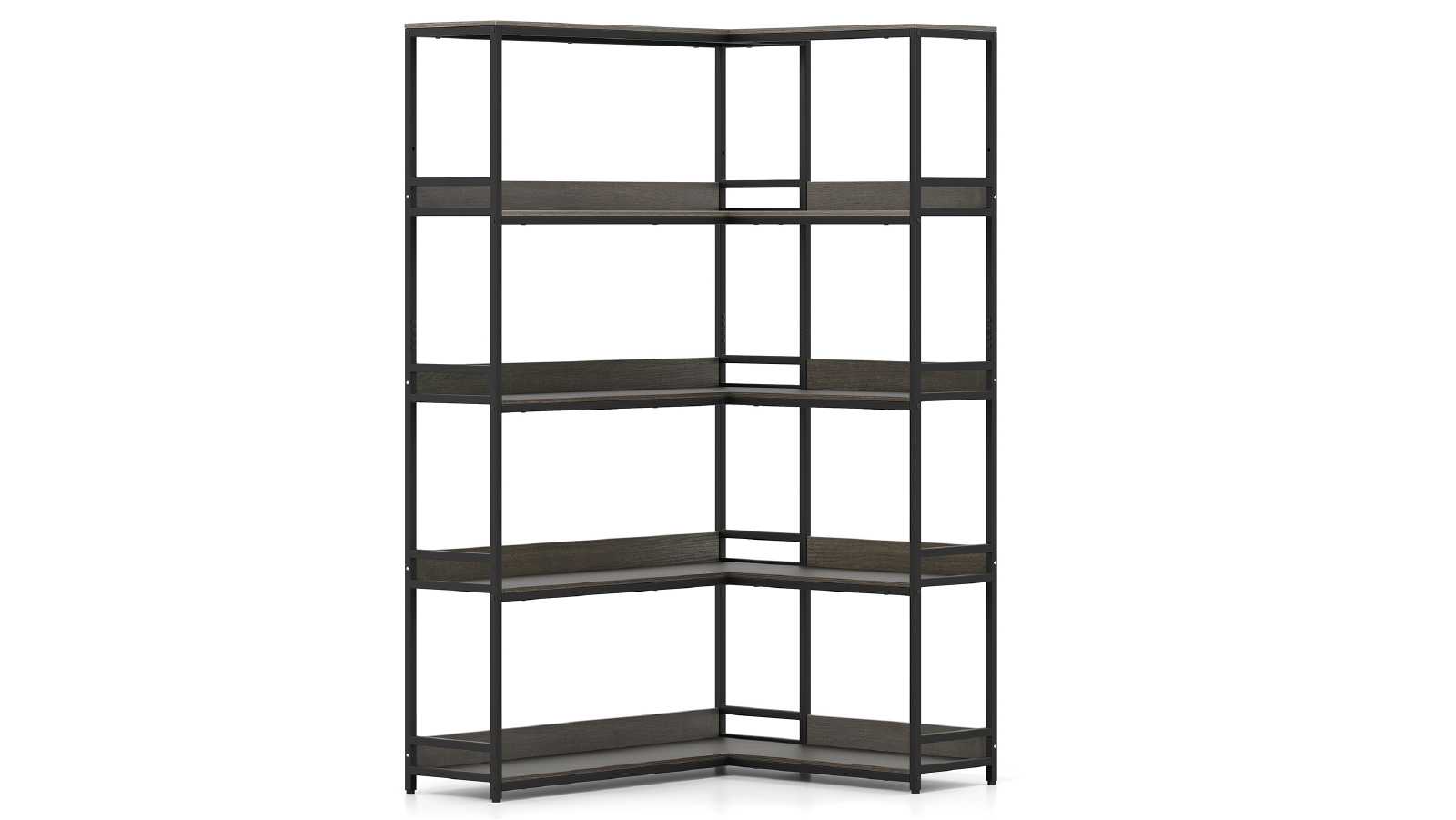 Costway 5 Tier L Shaped Utility Shelves Metal Frame Bookcase - 180cm