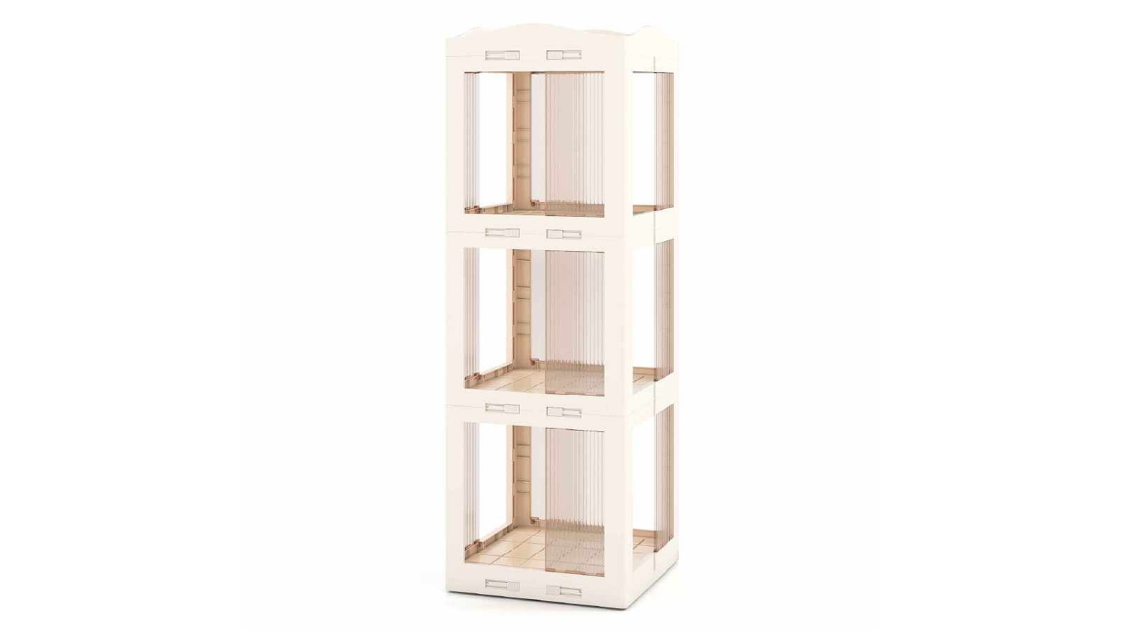 Costway 3 Tier Corner 360° Rotating Bookcase with Translucent Panel