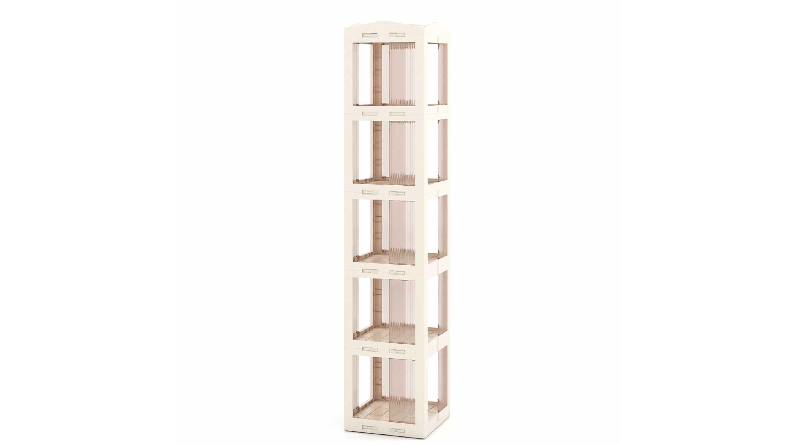 Costway 5 Tier Corner 360° Rotating Bookcase with Translucent Panel