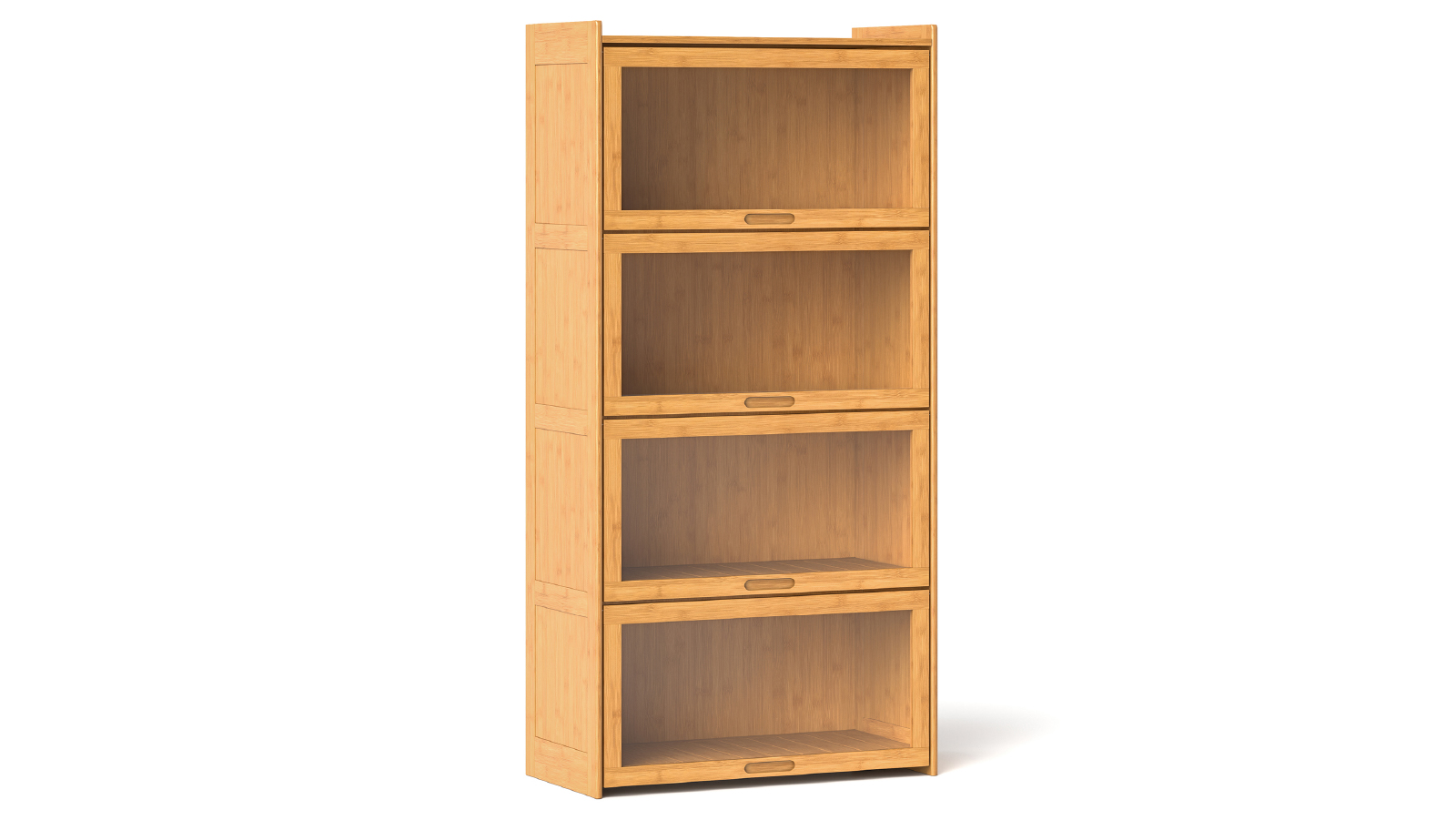 Costway 4 Tier 1.4m Freestanding Cube Organize Bookcase with Doors - Natural