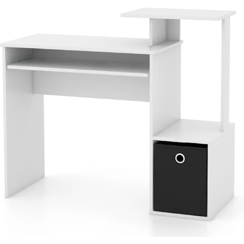 Costway Computer Desk with Keyboard Tray - White