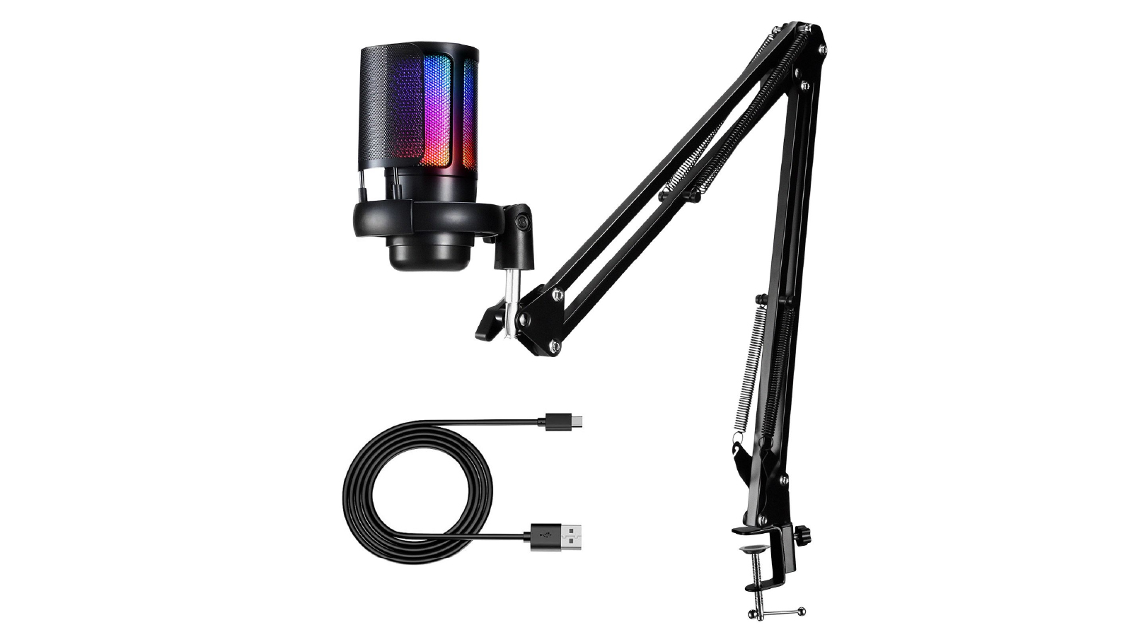 USB Gaming Microphone PC Mic Boom Arm Noise Reduction