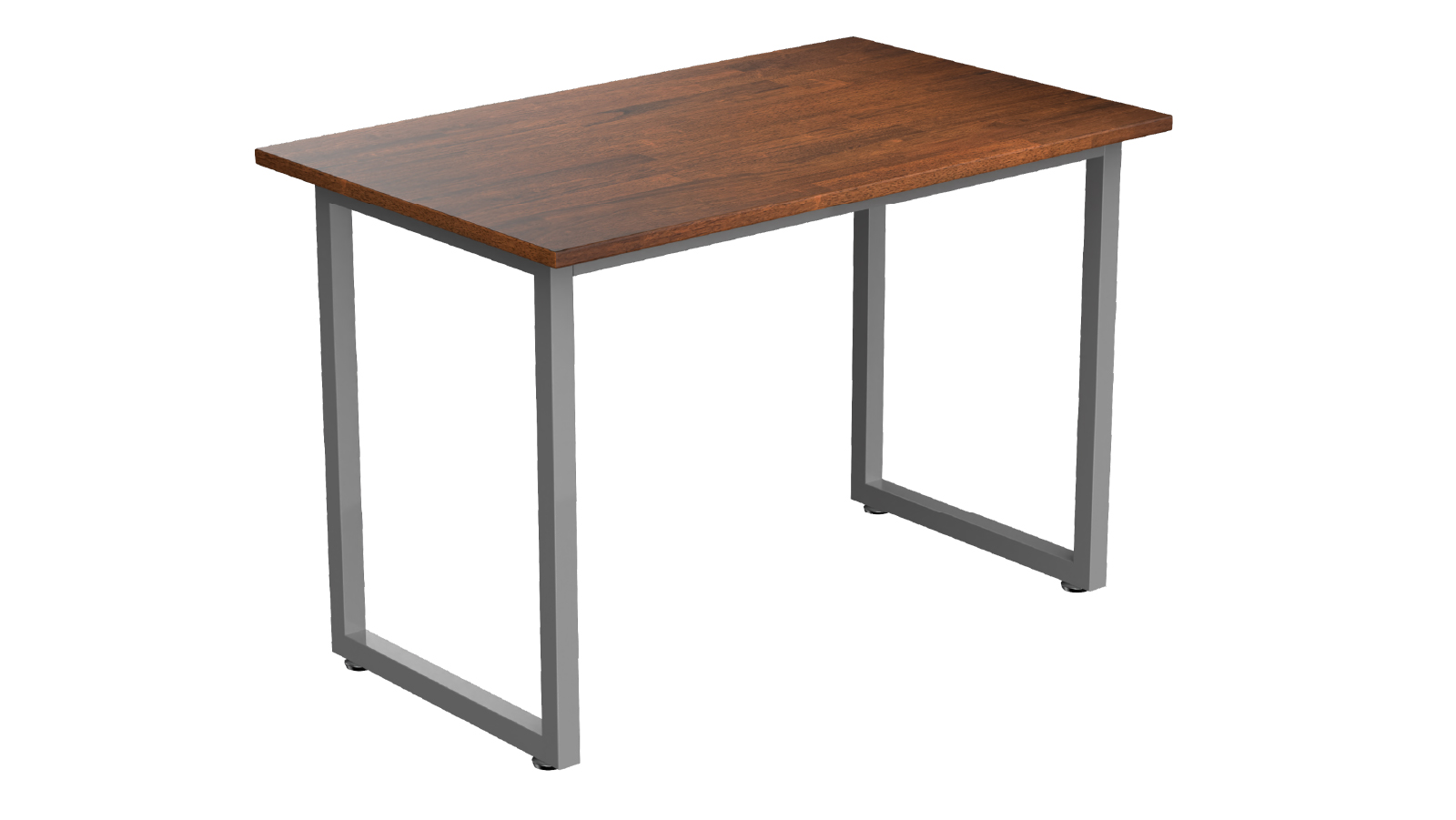 Desky Walnut Rubberwood Fixed Office Side Table - Grey