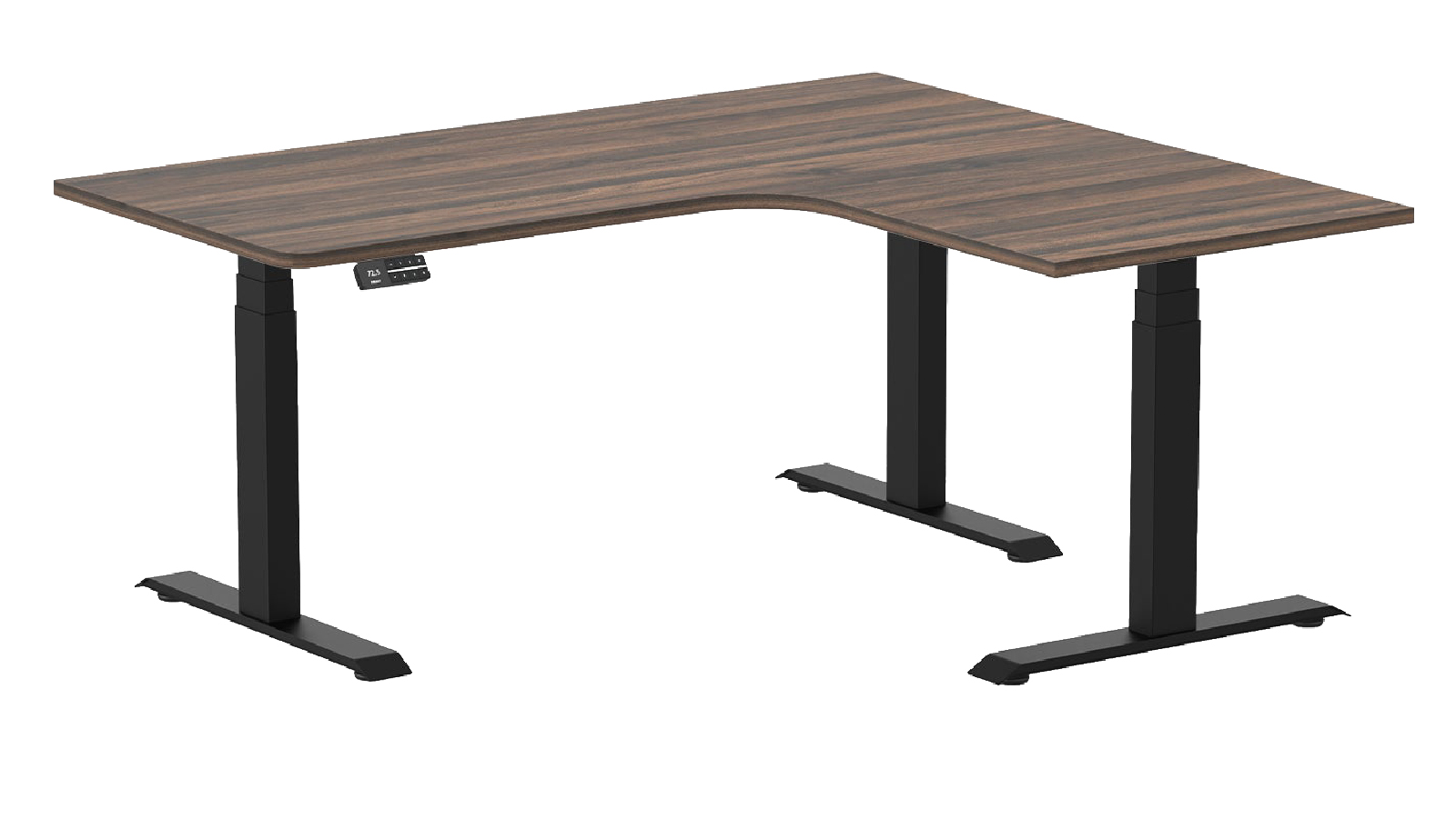 Desky 160 x 140cm  Jarrah Legno L-Shape Melamine Sit Stand Desk - Matte Black