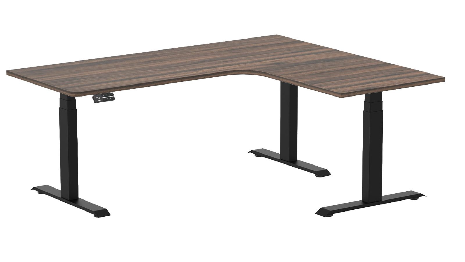 Desky 180 x 150cm Jarrah Legno L Shape Melamine Sit Stand Desk - Matte Black