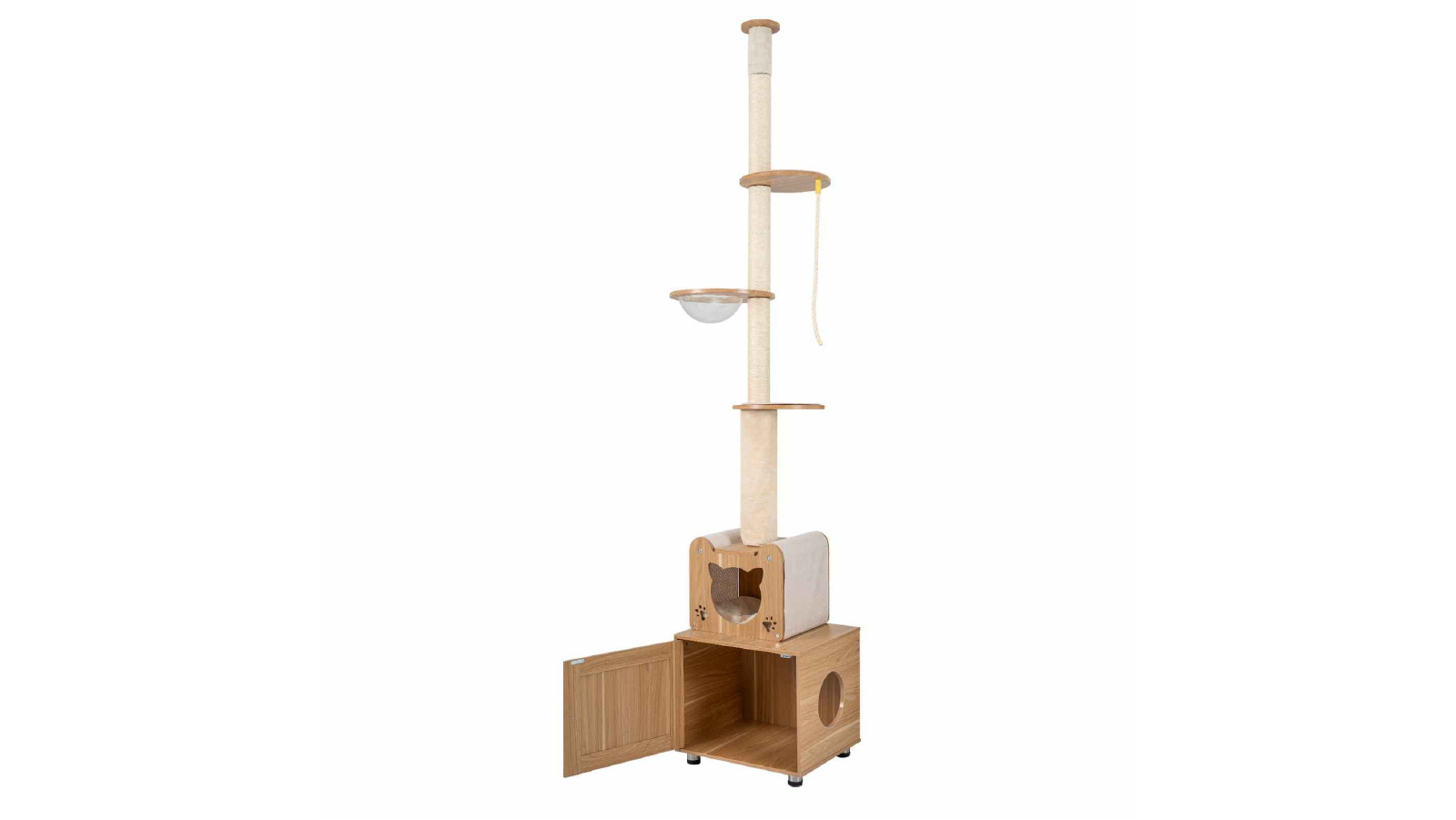 Costway 256-275cm Adjustable Cat Tower Sisal Scratching Posts Floor to Ceiling 