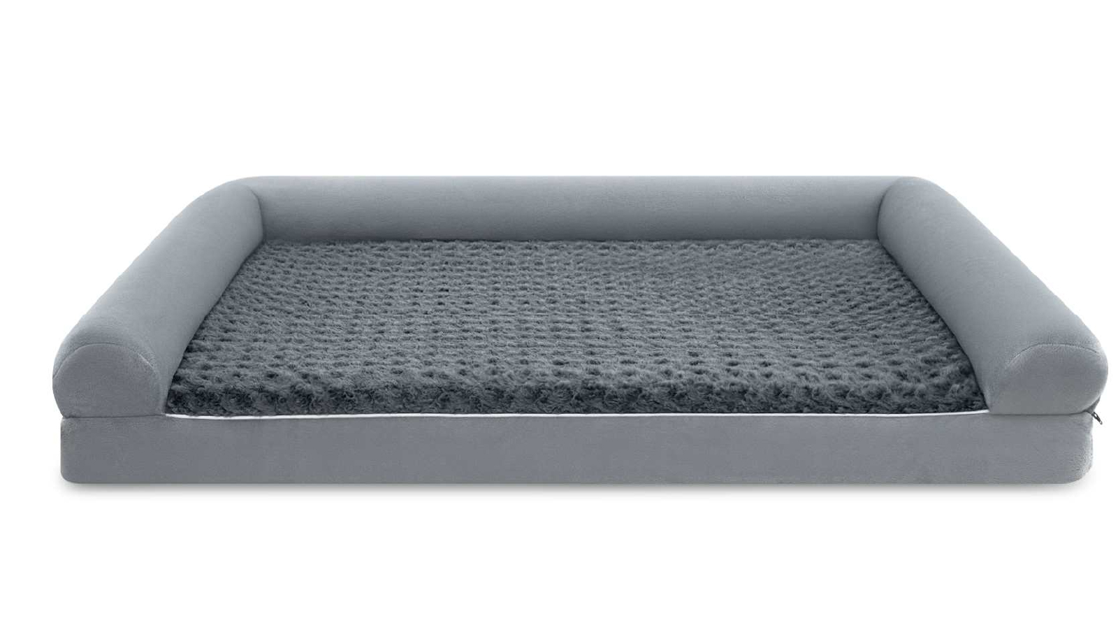 Costway 113cm Foam Dog Bed with Edge Egg Crate & Cover - Grey