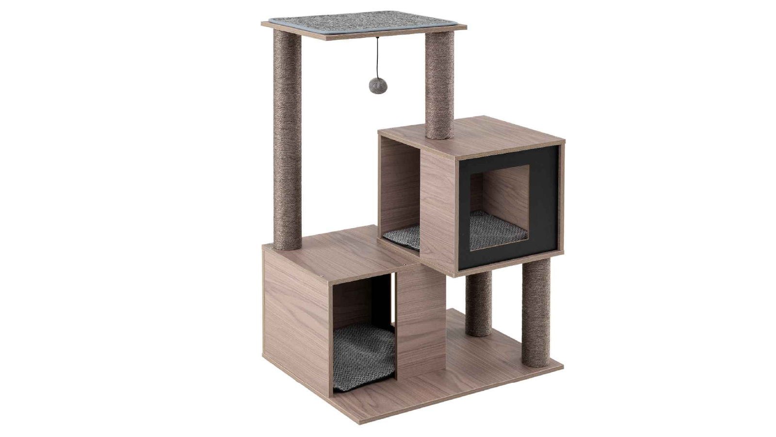 Costway 93cm Modern Cat Tree Wooden Cat Tower Sisal Scratching Posts Condo Plush Perch