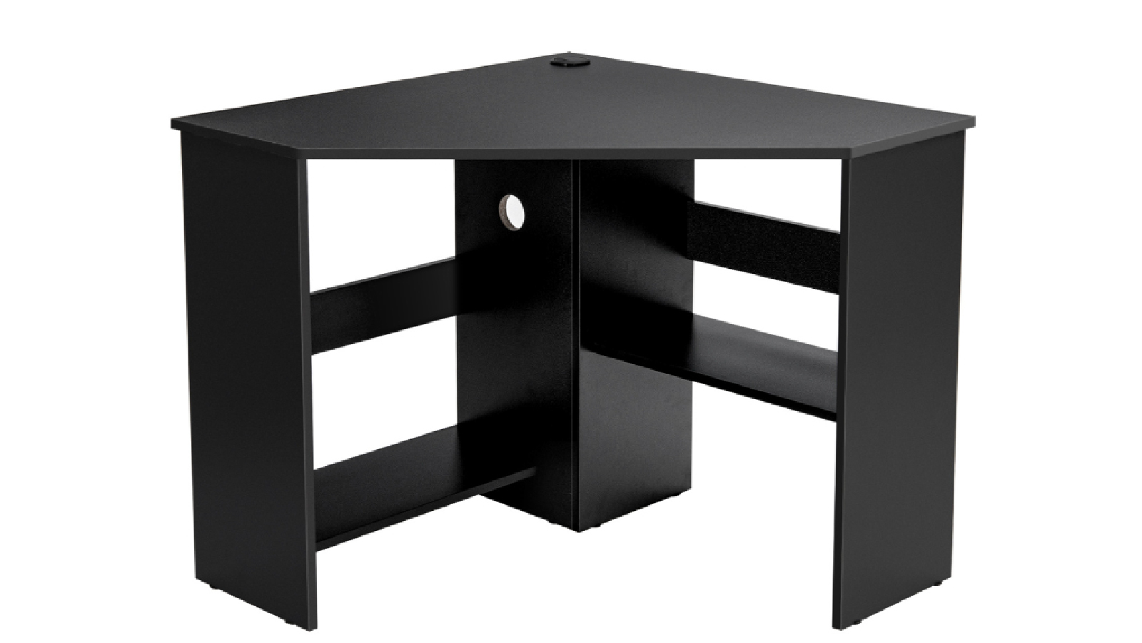 Costway Triangle Computer Table with Storage Shelf Corner Desk - Black