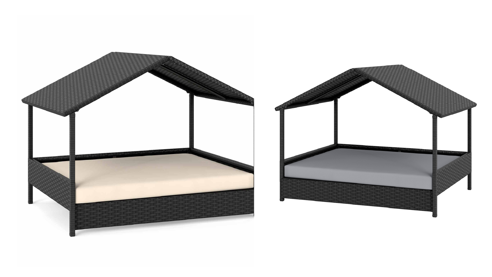 Costway Elevated Rattan Pet Bed for Small Medium Dogs with Canopy & Removable Cushion
