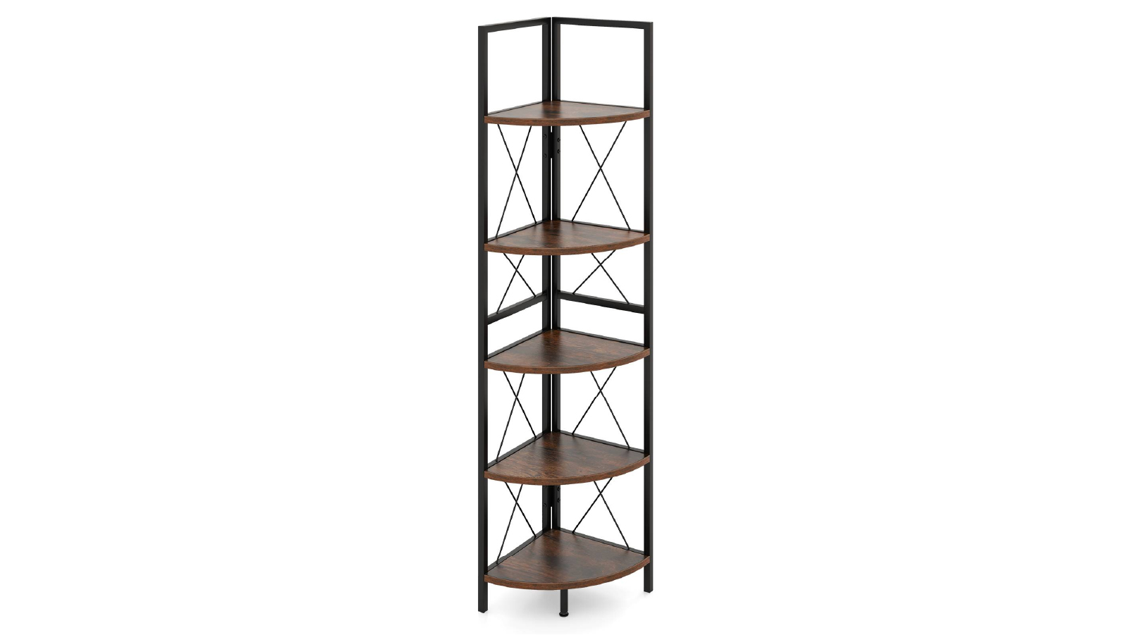 Costway 5 Tier Corner Bookshelf Rack - Brown