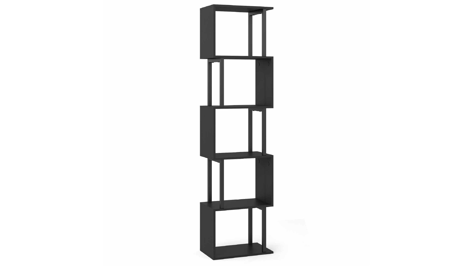 Costway 5 Tier 147cm Modern S Shaped Bookshelf - Black