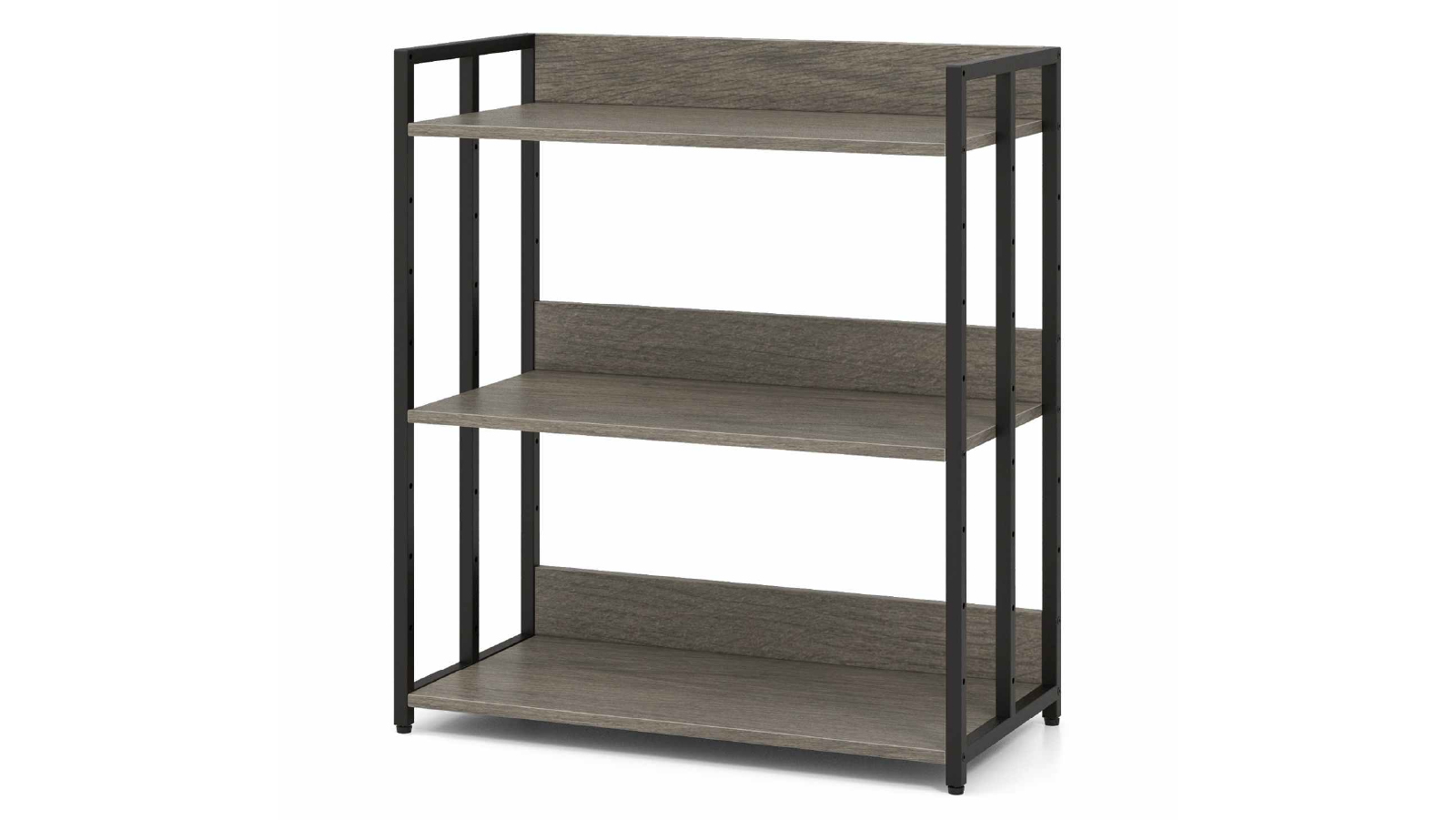 Costway 3 Tier Metal Frame Adjustable Bookcases - Grey